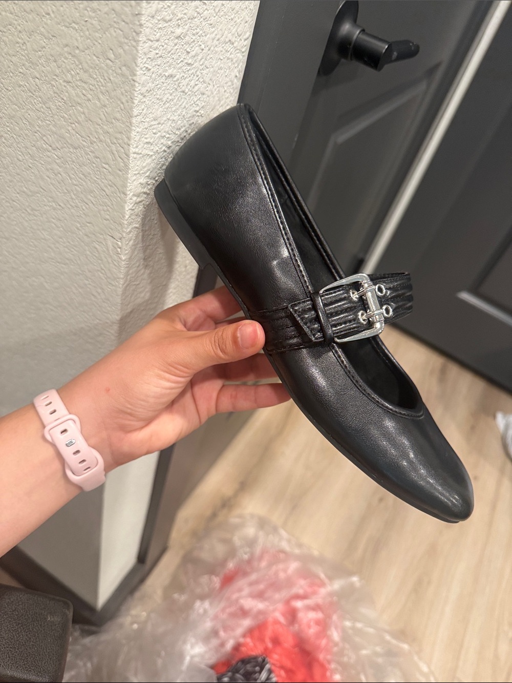 Classic Black Mary Jane Flats with Buckle Strap - Picture 2 of 4